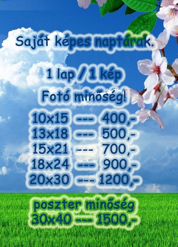 éves naptár sajátképes éves naptár sajátképes