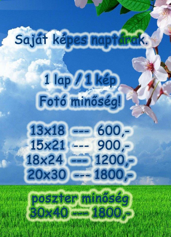 éves naptár sajátképes éves naptár sajátképes