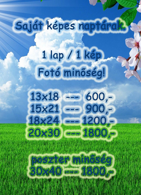 éves naptár sajátképes éves naptár sajátképes