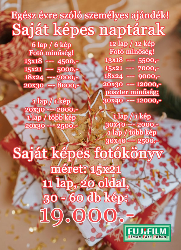 naptár és fotókönyv