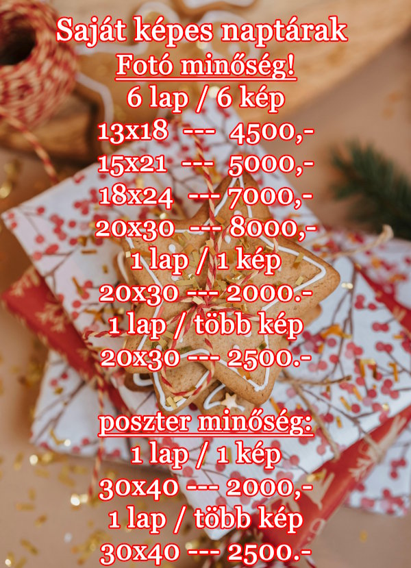 éves naptár sajátképes